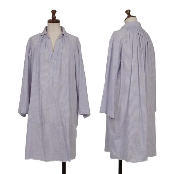 トリココムデギャルソンtricot COMME des GARCONS コットンストライプスキッパーワンピース 青白S K-153573_001