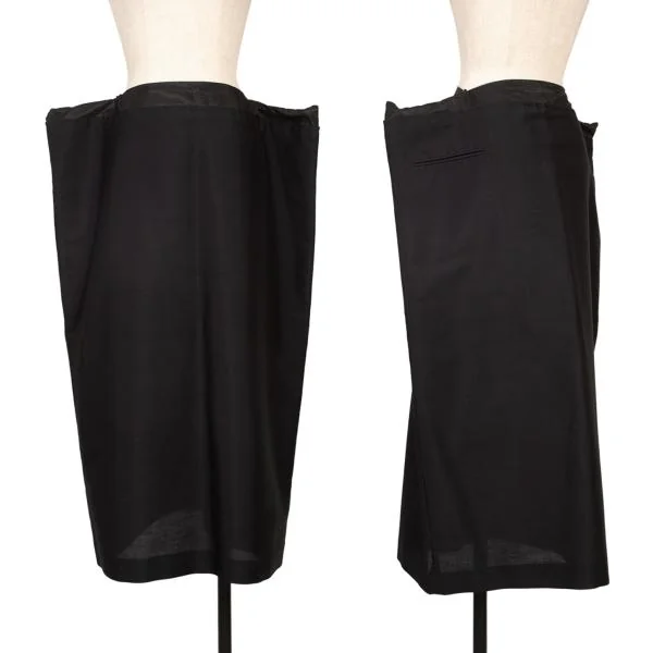 Yohji Yamamoto FEMME Silk Switching Mohair Cotton Skirt Black 1 K-153612_001