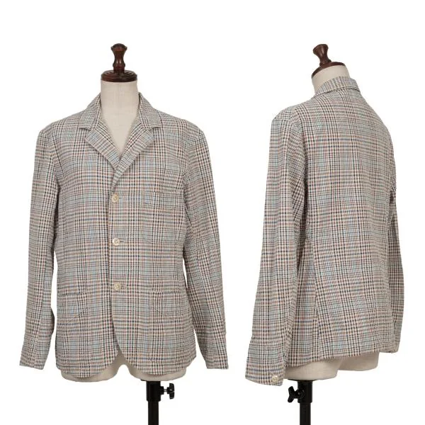 45rpm 45R umii908 Cotton Check Seersucker 3B Jacket Navy,Brown 2 K-153614_001