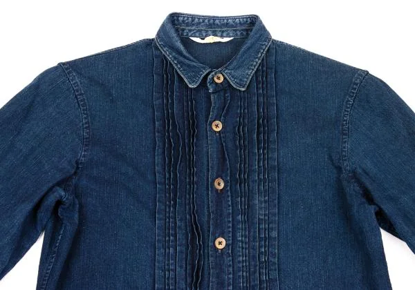 45rpm 45R R刺繍インディゴ染めピンタックシャツ インディゴM位 K-153617_003