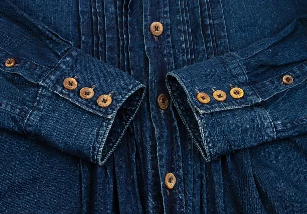 45rpm 45R R刺繍インディゴ染めピンタックシャツ インディゴM位 K-153617_010