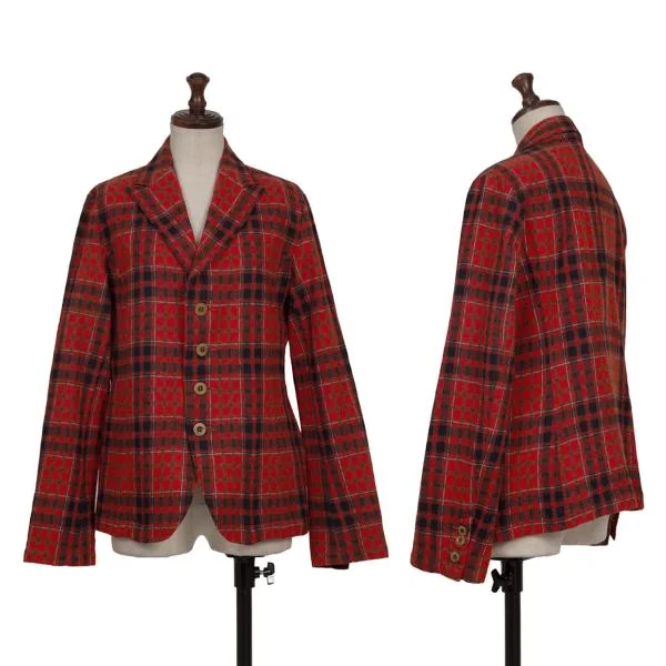 45rpm 45R Wool Checker Jacket Red 3 K-153627_001
