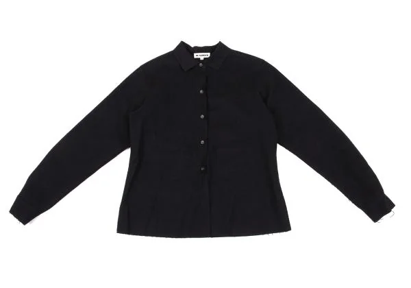 ジルサンダーJIL SANDER ウール断ち切りデザインシャツ 紺36 K-153636_002