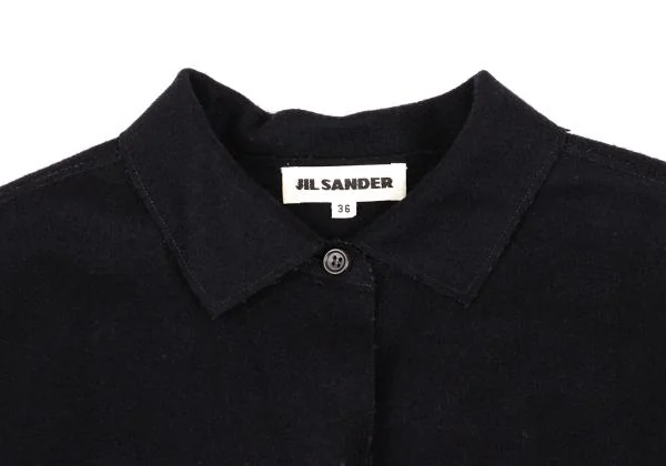 ジルサンダーJIL SANDER ウール断ち切りデザインシャツ 紺36 K-153636_003