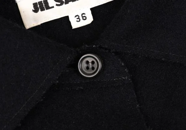 ジルサンダーJIL SANDER ウール断ち切りデザインシャツ 紺36 K-153636_004