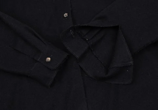 ジルサンダーJIL SANDER ウール断ち切りデザインシャツ 紺36 K-153636_006
