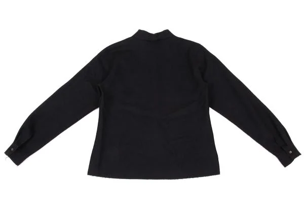 ジルサンダーJIL SANDER ウール断ち切りデザインシャツ 紺36 K-153636_009