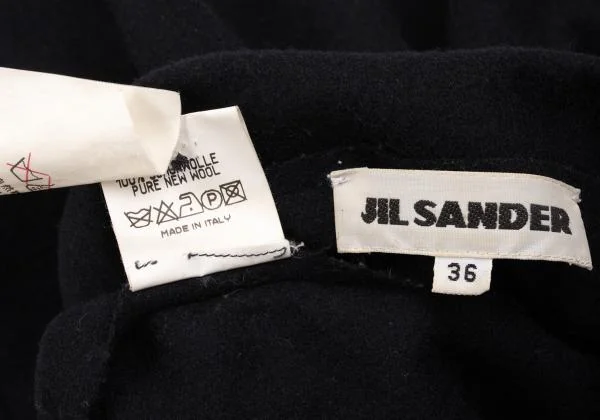 ジルサンダーJIL SANDER ウール断ち切りデザインシャツ 紺36 K-153636_011