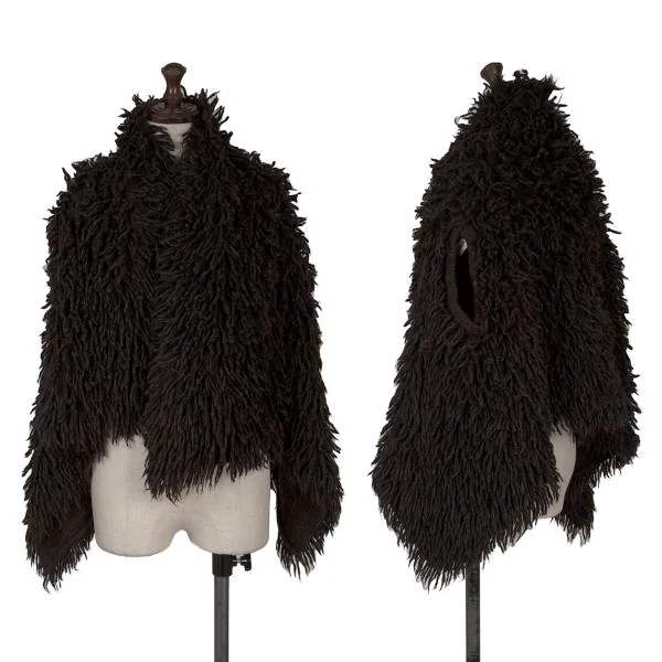 コムデギャルソンCOMME des GARCONS フリンジボタンレスニットベスト 焦げ茶M位 K-153637_001