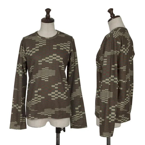 COMME des GARCONS Block Printed T Shirt Khaki S-M K-153647_001