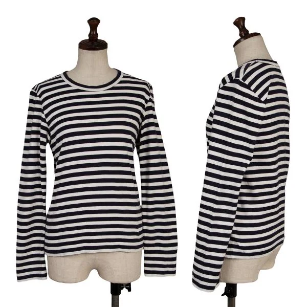 コムデギャルソンCOMME des GARCONS コットンボーダーカットソー 紺オフS K-153655_001