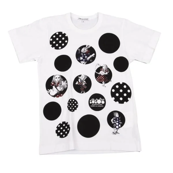 COMME des GARCONS Alice in Wonderland Dot Printed T-shirt White,Black S K-153661_001