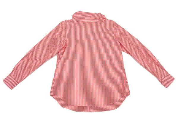コムデギャルソンCOMME des GARCONS タイネックストライプバックボタンブラウス 赤白M K-153667_002