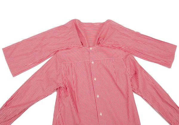 コムデギャルソンCOMME des GARCONS タイネックストライプバックボタンブラウス 赤白M K-153667_010