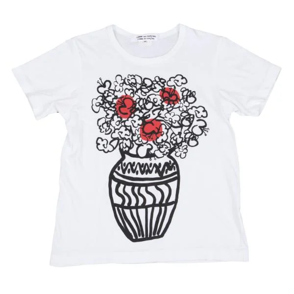 コムコム コムデギャルソンCOMME des GARCONS グラフィックプリントTシャツ オフXS K-153691_001