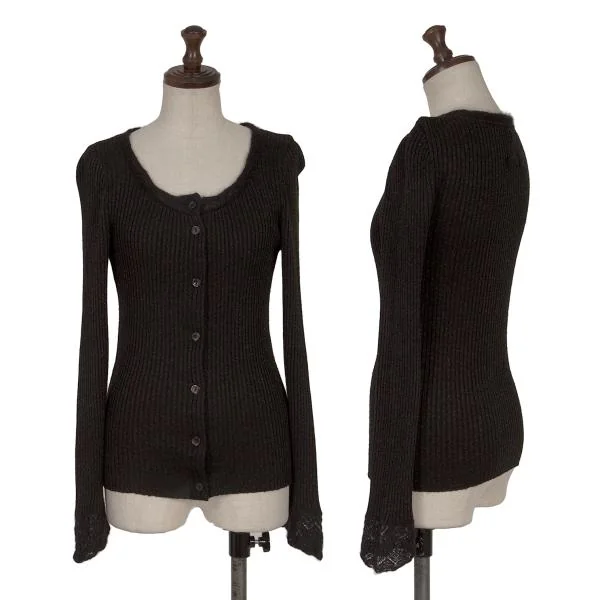 ジャンポールゴルチエ ファムJean Paul GAULTIER FEMME レーヨン混グリッターリブニットカーディガン 黒40 K-153720_001
