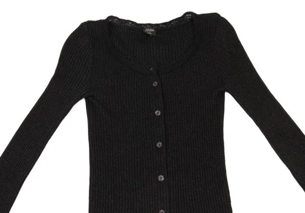 ジャンポールゴルチエ ファムJean Paul GAULTIER FEMME レーヨン混グリッターリブニットカーディガン 黒40 K-153720_003