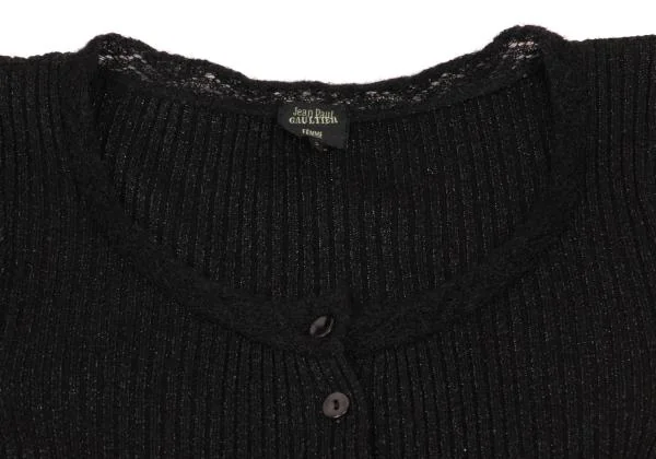 ジャンポールゴルチエ ファムJean Paul GAULTIER FEMME レーヨン混グリッターリブニットカーディガン 黒40 K-153720_004