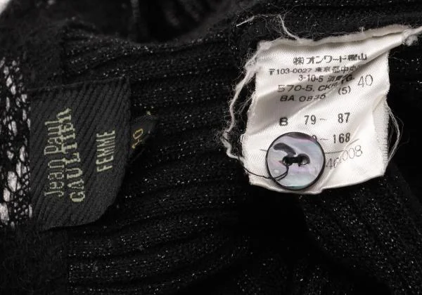 ジャンポールゴルチエ ファムJean Paul GAULTIER FEMME レーヨン混グリッターリブニットカーディガン 黒40 K-153720_014