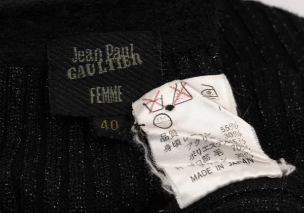 ジャンポールゴルチエ ファムJean Paul GAULTIER FEMME レーヨン混グリッターリブニットカーディガン 黒40 K-153720_015