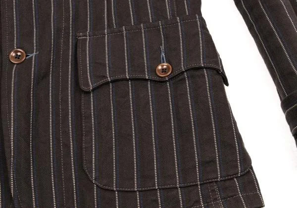 ポールスミスジーンズPaul Smith JEANS バード刺繍ライニングストライプジャケット 焦げ茶他M K-153723_012