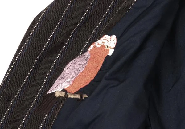 ポールスミスジーンズPaul Smith JEANS バード刺繍ライニングストライプジャケット 焦げ茶他M K-153723_015