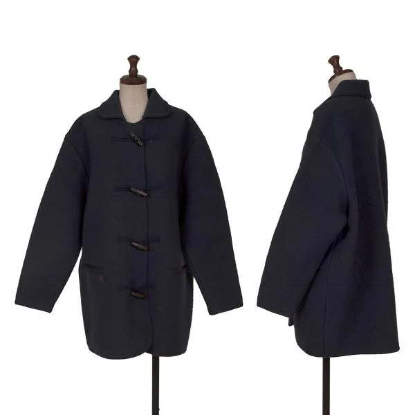 Mademoiselle NON NON Compression Wool Toggle Button Half Coat Navy S-M K-153736_001
