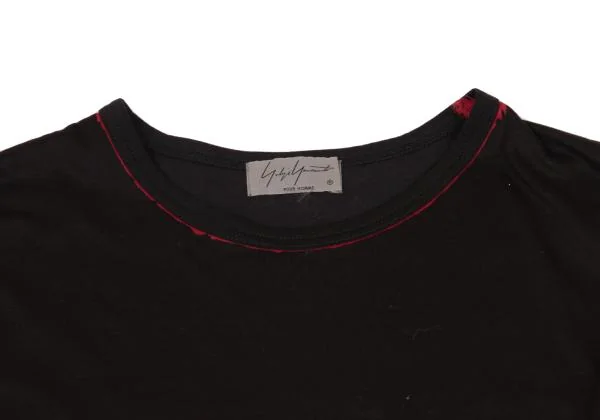 ヨウジヤマモト プールオムYohji Yamamoto POUR HOMME 着る服ないのプリントカットソー 黒赤3 K-153744_003