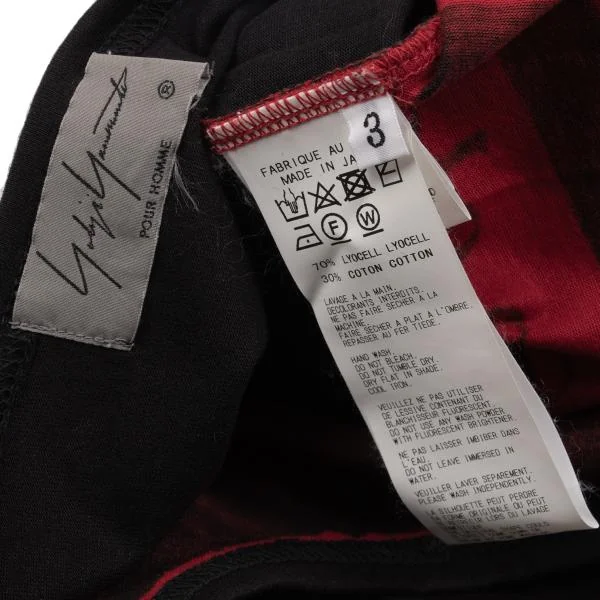 ヨウジヤマモト プールオムYohji Yamamoto POUR HOMME 着る服ないのプリントカットソー 黒赤3 K-153744_013