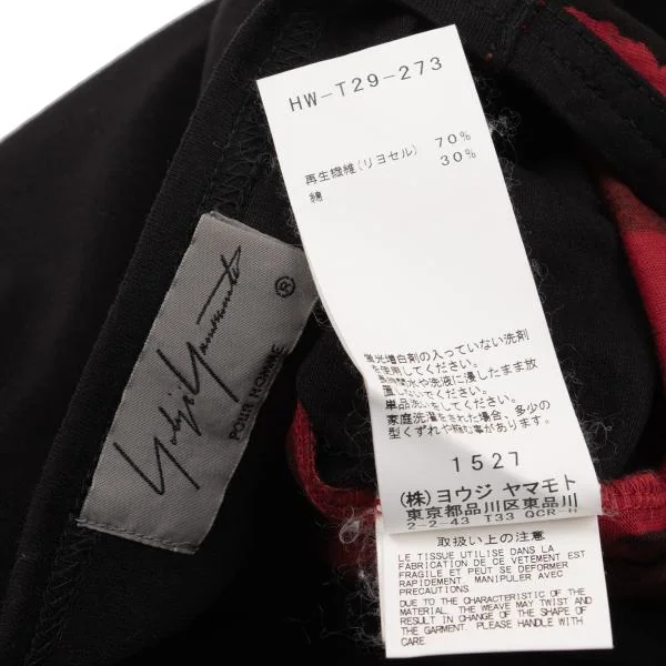 ヨウジヤマモト プールオムYohji Yamamoto POUR HOMME 着る服ないのプリントカットソー 黒赤3 K-153744_014