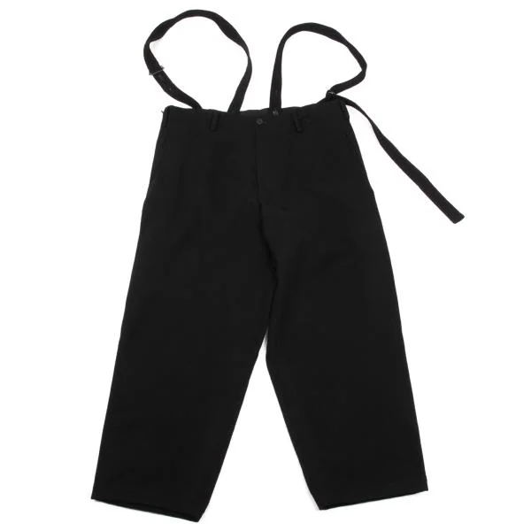 Yohji Yamamoto FEMME Wool Side Zip Suspender Wide Pants Black 3 K-153746_001