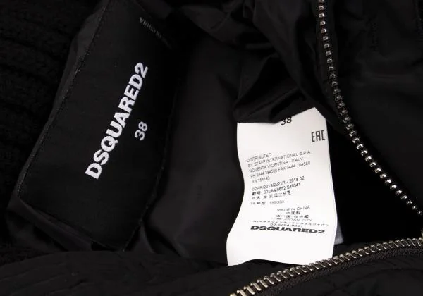 ディースクエアードDSQUARED2 ニット切替ネックダウンジャケット 黒38 K-153761_018