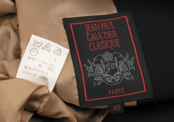 ジャンポールゴルチエ クラシックJean Paul GAULTIER CLASSIQUE レーヨンウール片玉ポケットデザインスウィングトップ 黒48 K-153800_018