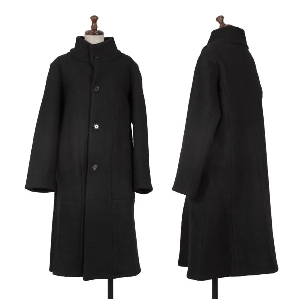 Plantation Stand Collar Boiled Wool Coat Black M K-153818_001
