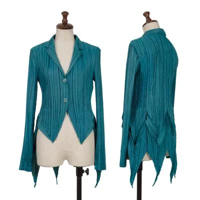 ISSEY MIYAKE FETE Zig Zag Hem Pleated Shirt Jacket