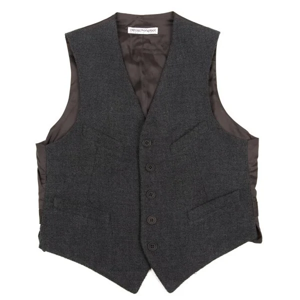 エンポリオアルマーニEMPORIO ARMANI ウール混パイルジレ グレー焦げ茶46 K-153916_001