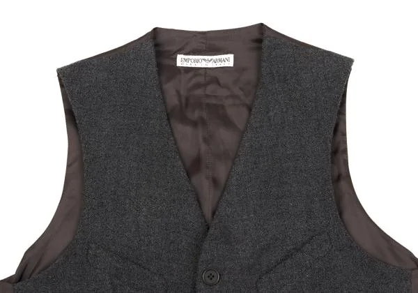 エンポリオアルマーニEMPORIO ARMANI ウール混パイルジレ グレー焦げ茶46 K-153916_002