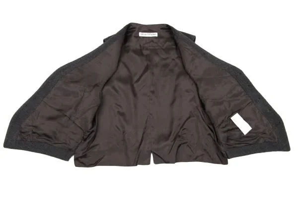 エンポリオアルマーニEMPORIO ARMANI ウール混パイルジレ グレー焦げ茶46 K-153916_009