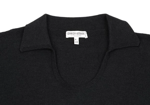 ジョルジオ アルマーニGIORGIO ARMANI レーヨンコットンフラットカラーニットTシャツ 紺46 K-153922_003