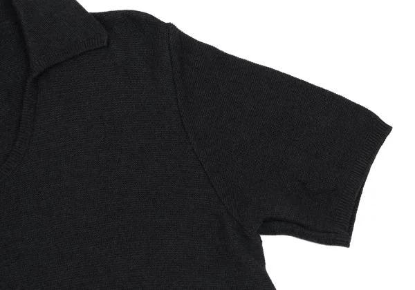 ジョルジオ アルマーニGIORGIO ARMANI レーヨンコットンフラットカラーニットTシャツ 紺46 K-153922_004