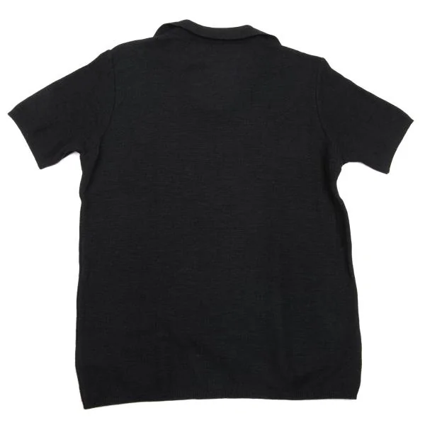 ジョルジオ アルマーニGIORGIO ARMANI レーヨンコットンフラットカラーニットTシャツ 紺46 K-153922_007