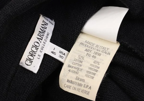 ジョルジオ アルマーニGIORGIO ARMANI レーヨンコットンフラットカラーニットTシャツ 紺46 K-153922_010