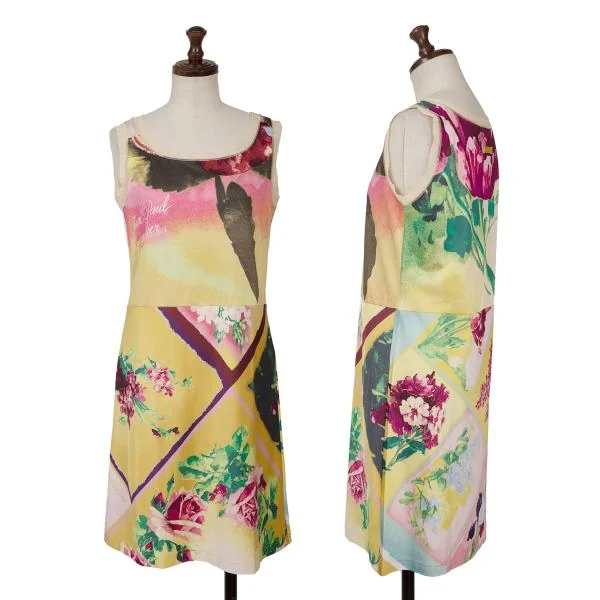 Jean Paul GAULTIER FEMME Mesh Trim Printed Sleeveless Tunic Yellow,Multi-Color 40 K-153932_001