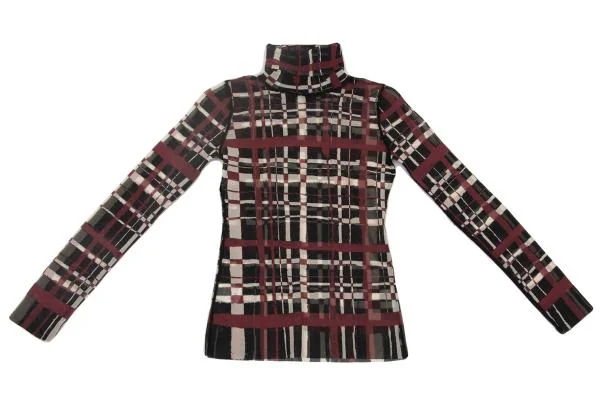 Jean Paul GAULTIER FEMME Hand-drawn Check Printed Mesh top K-153937_002