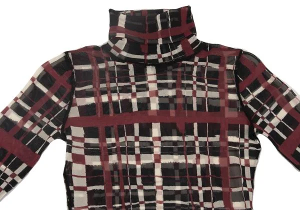 Jean Paul GAULTIER FEMME Hand-drawn Check Printed Mesh top K-153937_003