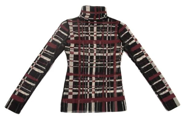 Jean Paul GAULTIER FEMME Hand-drawn Check Printed Mesh top K-153937_010