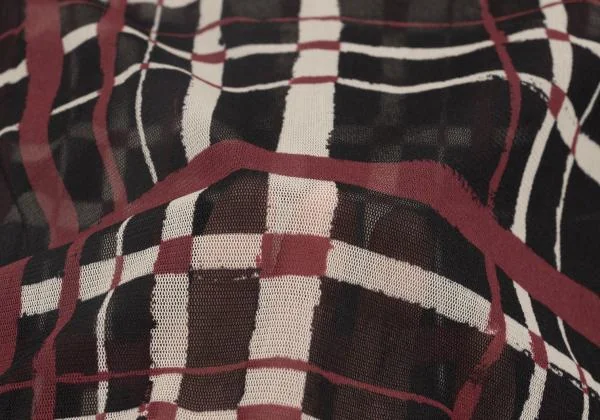 Jean Paul GAULTIER FEMME Hand-drawn Check Printed Mesh top K-153937_013
