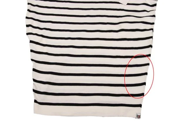 ポールスミスPaul Smith カシミヤ混スクエアシルエットボーダーニットチュニック 生成り黒M K-153944_008