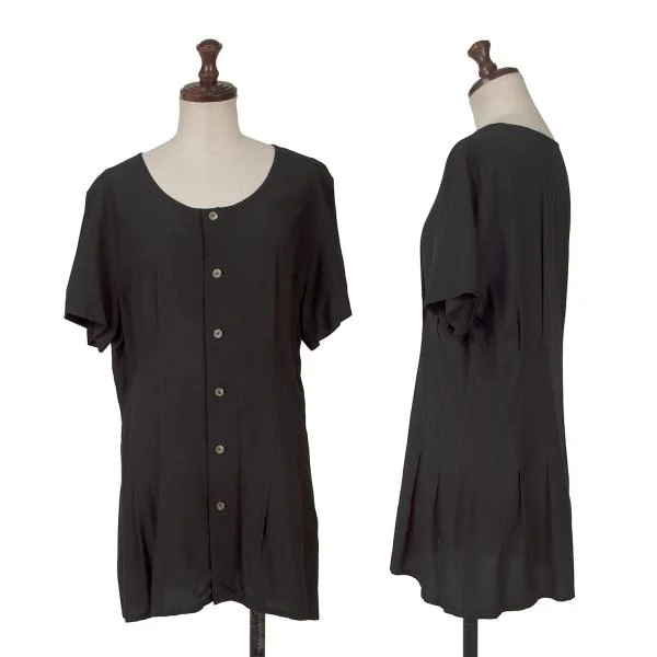 tricot COMME des GARCONS Rayon Tuck Short Sleeve Blouse Black S-M K-153954_001
