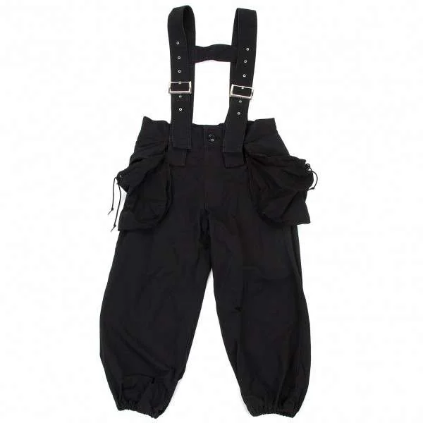 リミフゥLIMI feu 染めコットンサスペンダーカーゴパンツ 黒S (K リミフゥLIMI feu 染めコットンサスペンダーカーゴパンツ 黒S (K